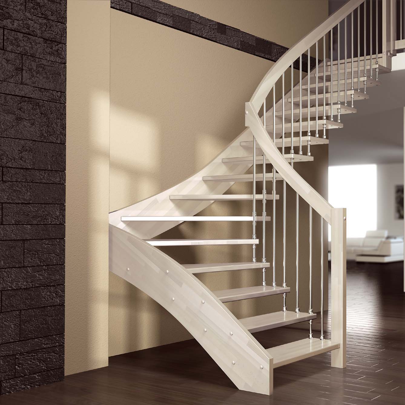 Най-добрите модели на стълби към селска къща или апартамент на втория етаж
